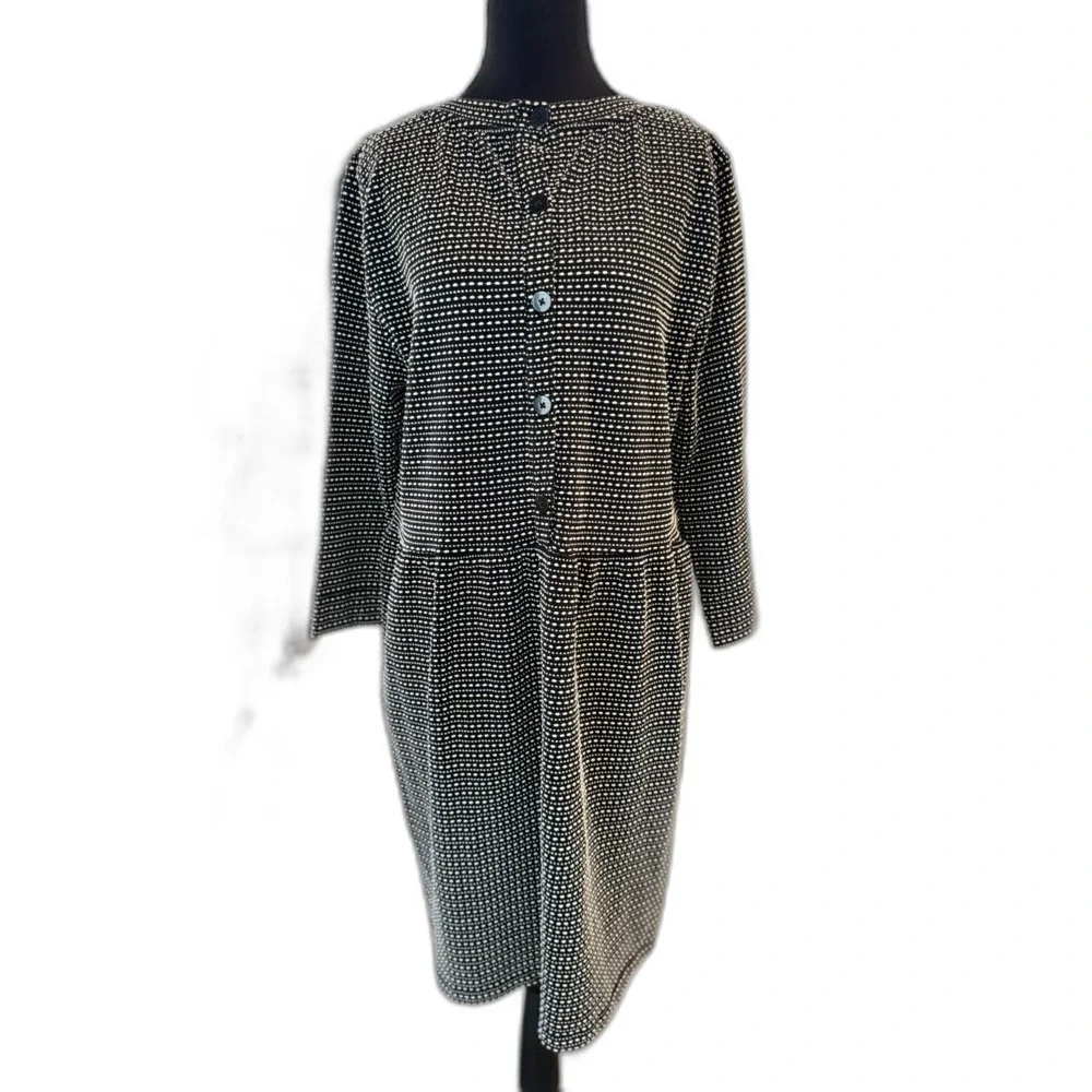 NWT Ann Taylor LOFT Textured Midi Dress Black White • Work Casual Size L - Picture 7 of 8